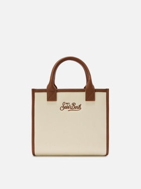 Borsa Vanity medium in canvas e pelle martellata