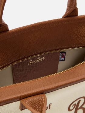 Borsa Vanity medium in canvas e pelle martellata