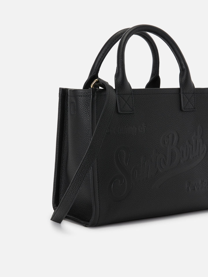 Borsa Vanity medium in pelle martellata nera