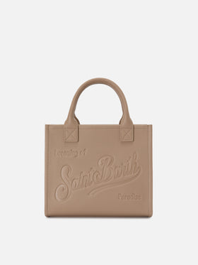 Borsa Vanity medium in pelle martellata beige