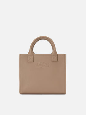 Borsa Vanity medium in pelle martellata beige