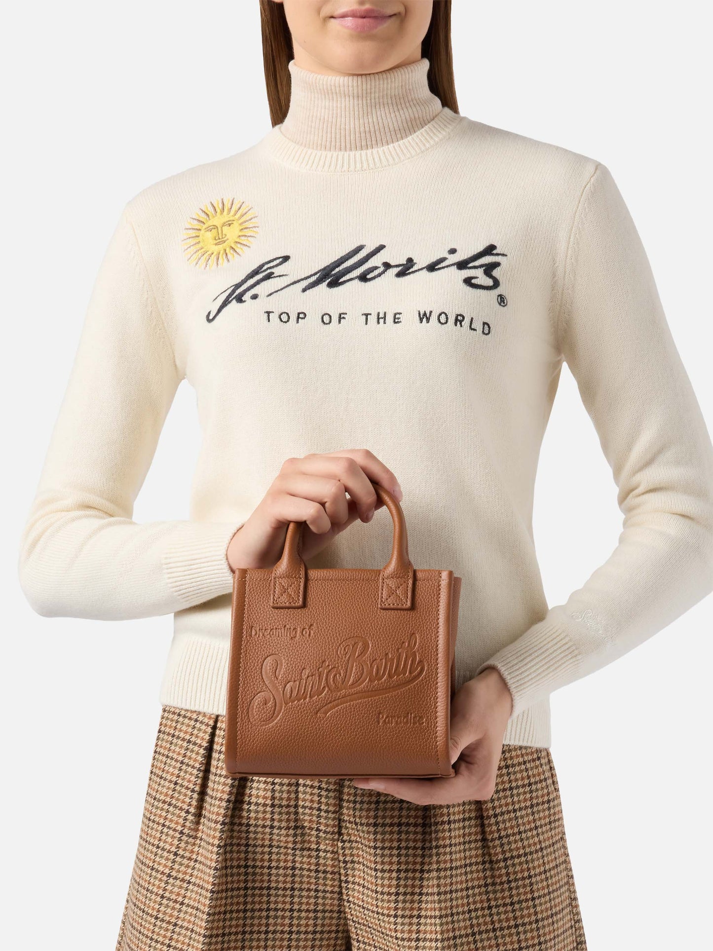 Vanity Bag Mini-Schultertasche aus gehämmertem Kamelleder