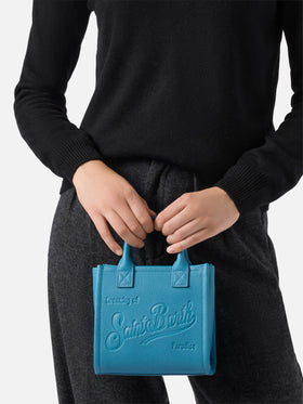 Vanity Bag Mini Shoulder Bag in teal hammered leather