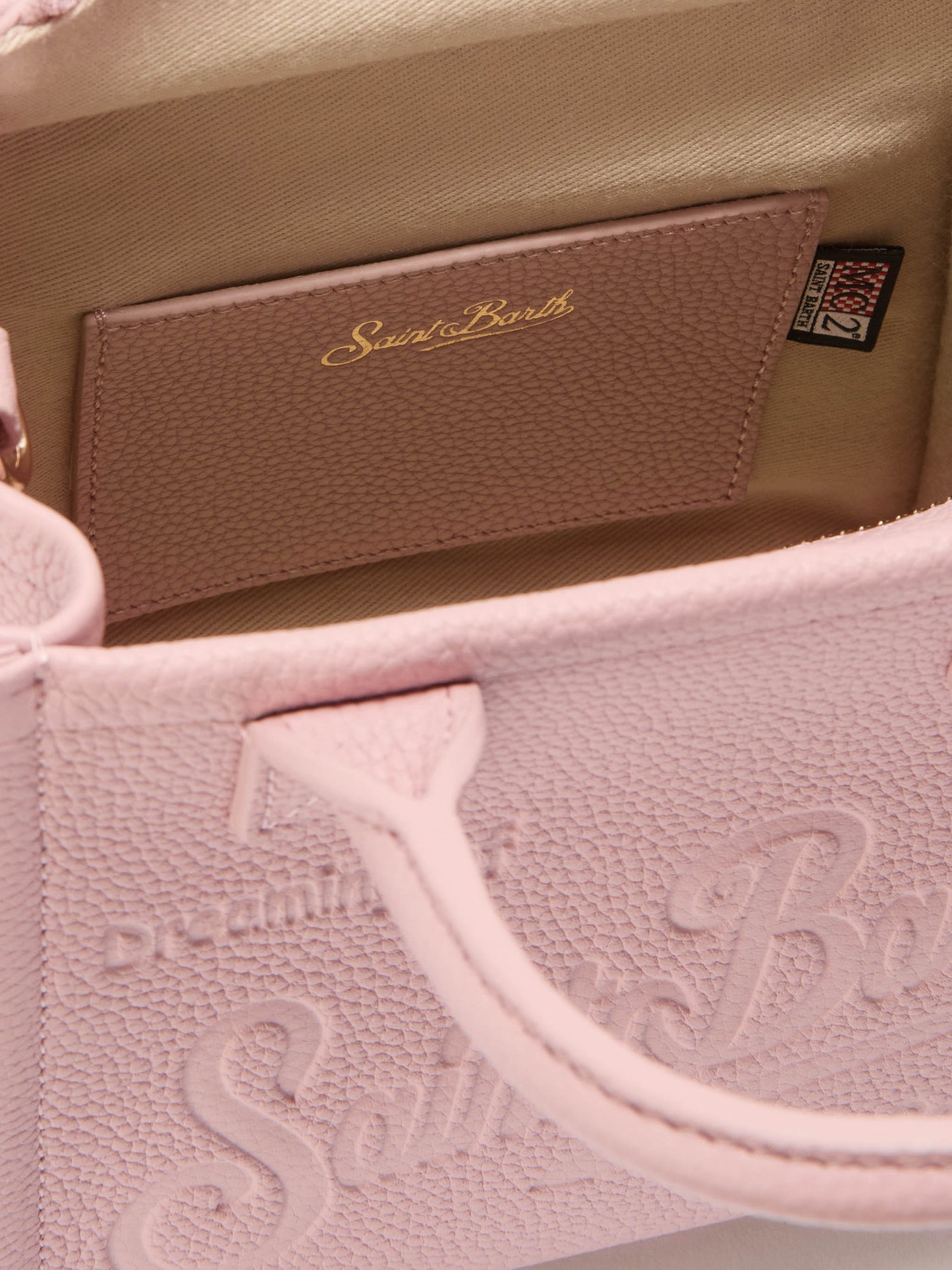 Borsa a spalla Vanity Bag Mini in pelle martellata rosa