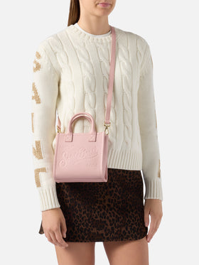 Borsa a spalla Vanity Bag Mini in pelle martellata rosa