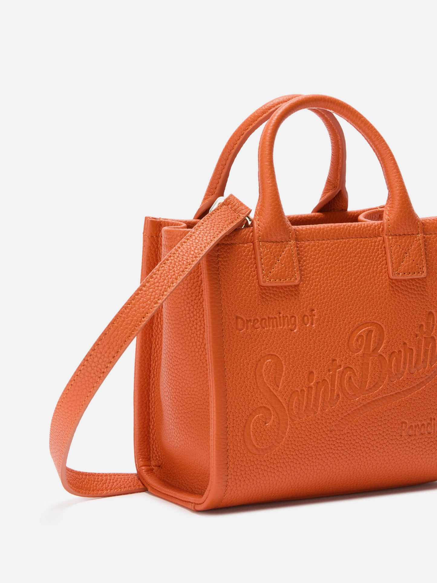 Borsa a spalla Vanity Bag Mini in pelle martellata arancio