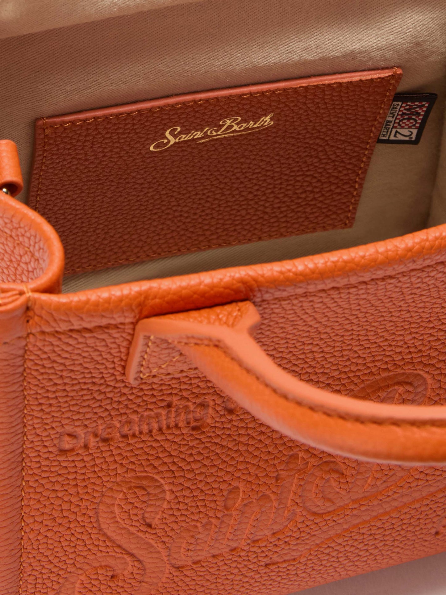 Borsa a spalla Vanity Bag Mini in pelle martellata arancio