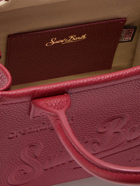 Vanity Bag Mini-Schultertasche aus burgunderrotem, gehämmertem Leder