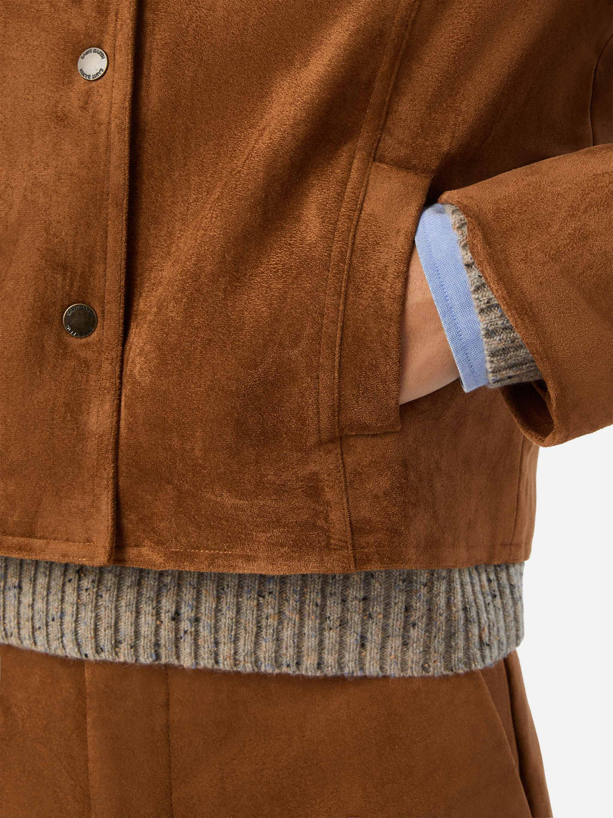 Veste en daim Camel Veyra avec broderie logo 