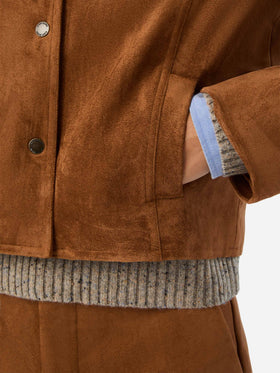 Veste en daim Camel Veyra avec broderie logo 