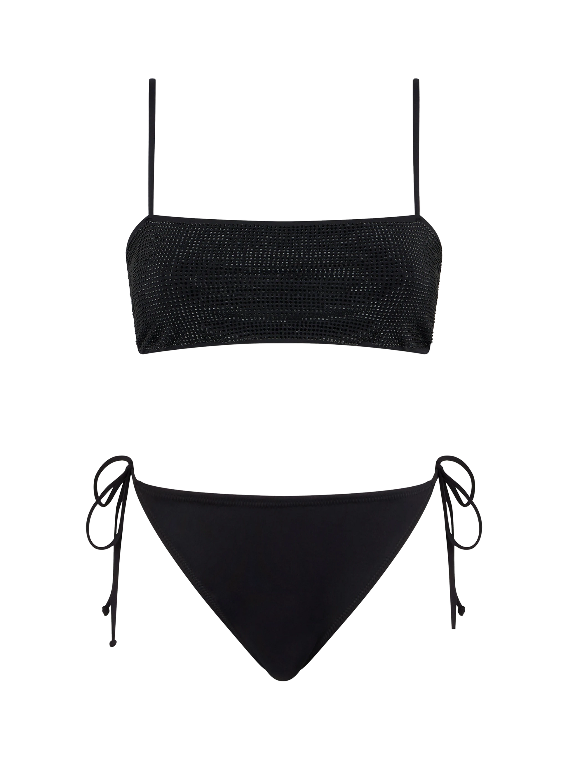 Woman black bandeau bikini with rhinestones - MC2 Saint Barth