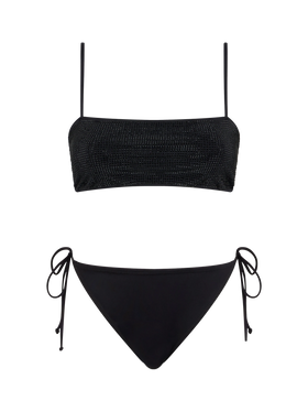 Woman black bandeau bikini with rhinestones - MC2 Saint Barth