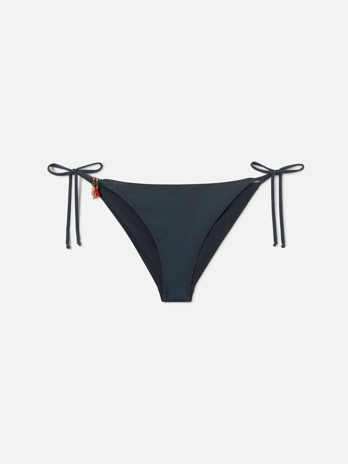 Slip mare Virgo classico in tessuto glossy finish grigio scuro con charms