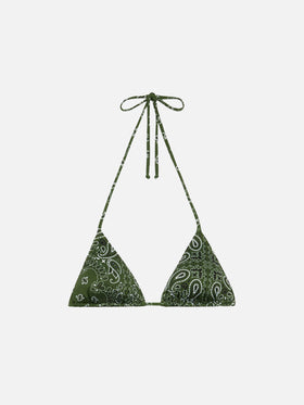 Leah top bikini triangolo con stampa bandana