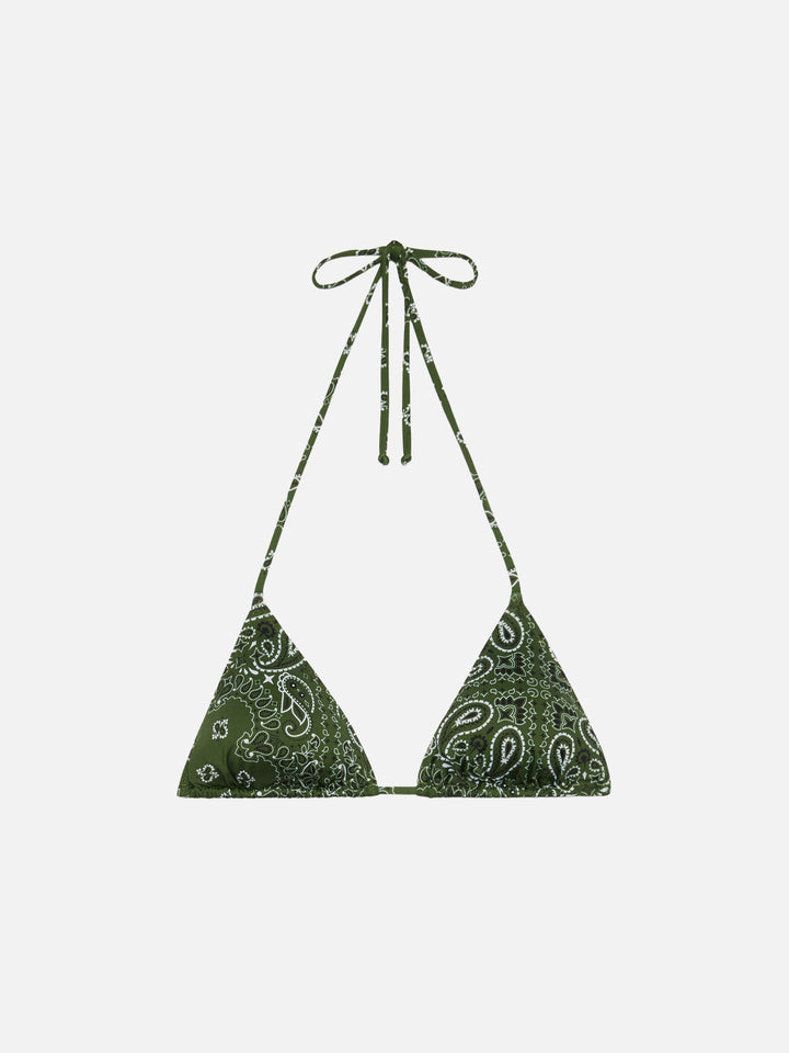 Leah top bikini triangolo con stampa bandana