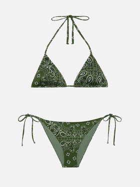 Bikini a triangolo classico Leah Virgo con stampa bandana