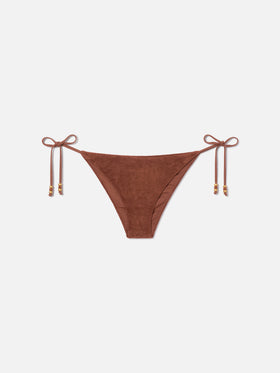 Braune Virgo Frottee-Badehose mit Charms 