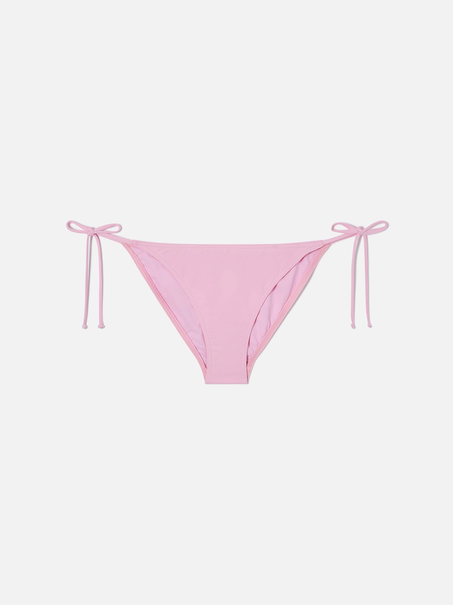 Bas de bikini Virgo à liens latéraux en rose pastel uni 