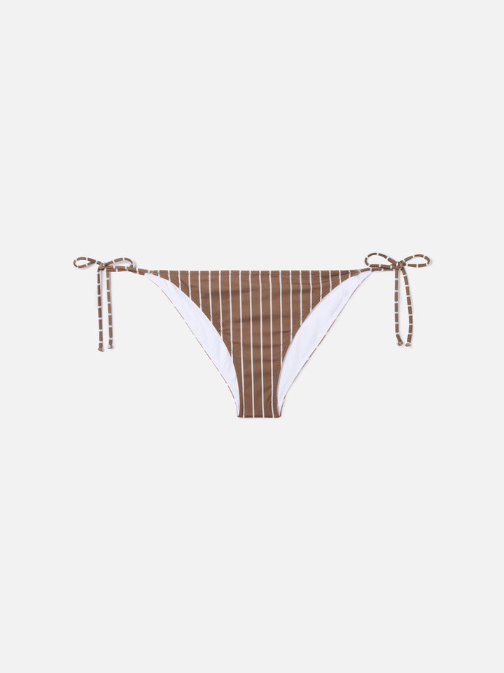 Slip mare Virgo classico in tessuto elasticizzato con stampa a righe marrone