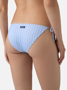 Bikini Leah Virgo a righe verticali azzurro e bianco