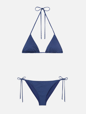 Leah Virgo Triangel-Bikini mit Micro-Polka-Dot-Print 