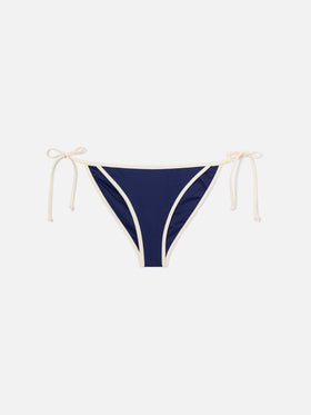 Slip mare Virgo String classico blu navy con bordo a contrasto