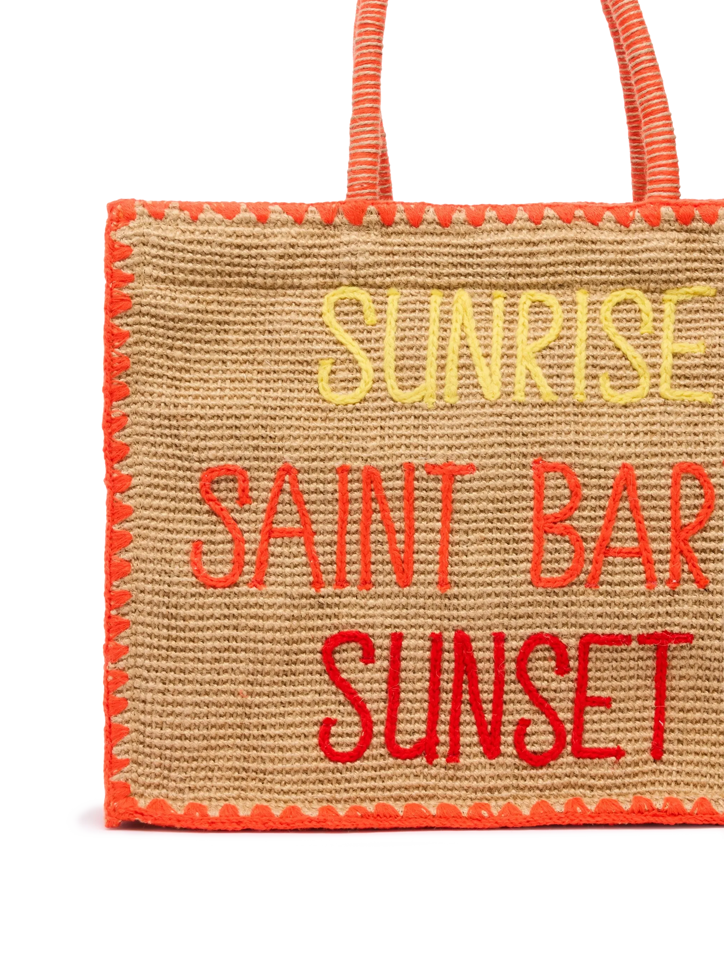 Beige Vivian Midi Jute handbag with trim and embroidery - MC2 Saint Barth