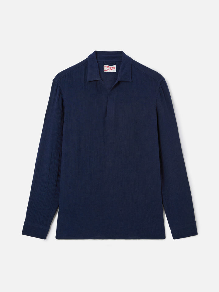 Polo Ventotene in cotone waffle blu navy