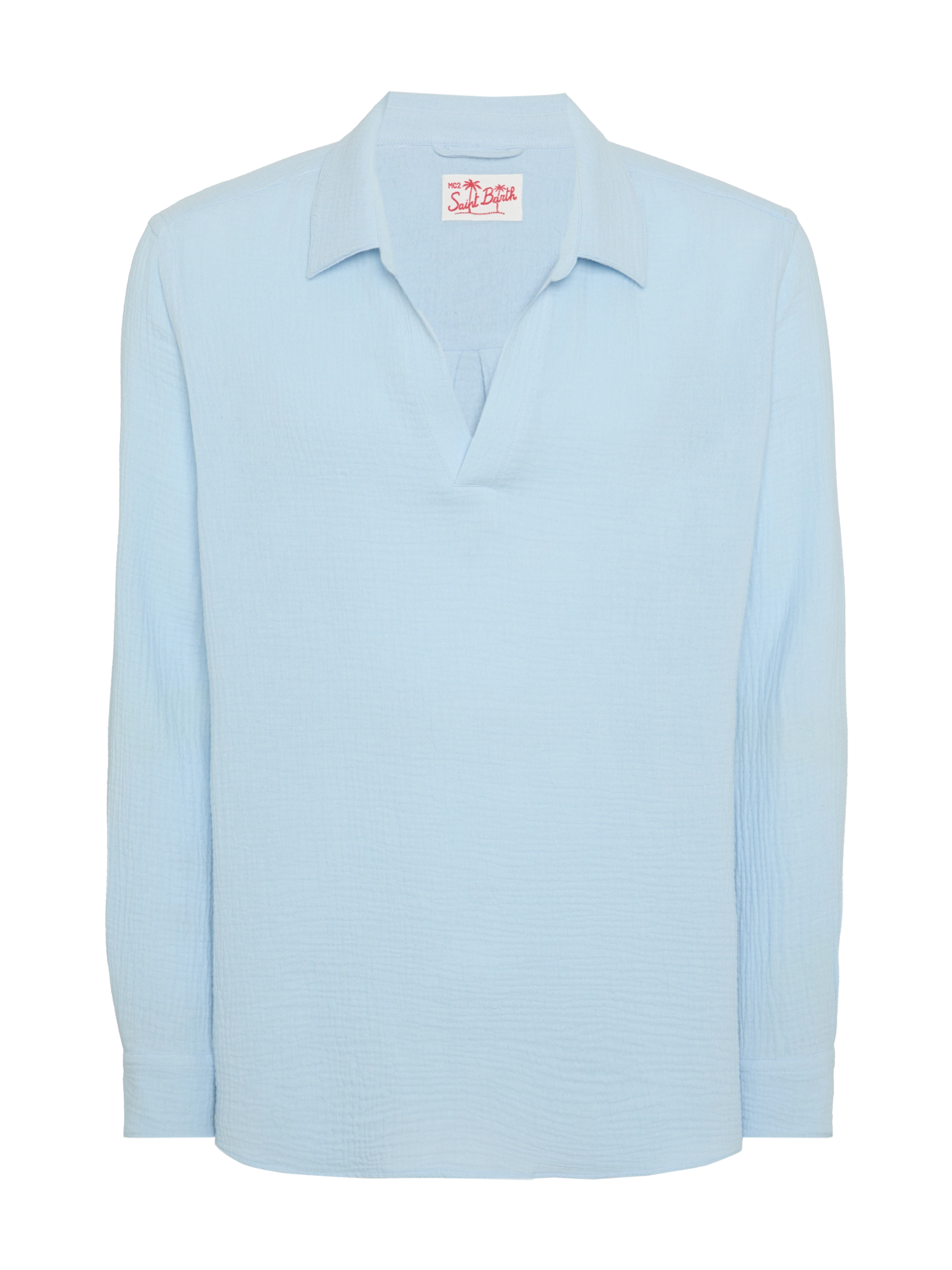 Light blue cotton gauze polo shirt Ventotene - MC2 Saint Barth