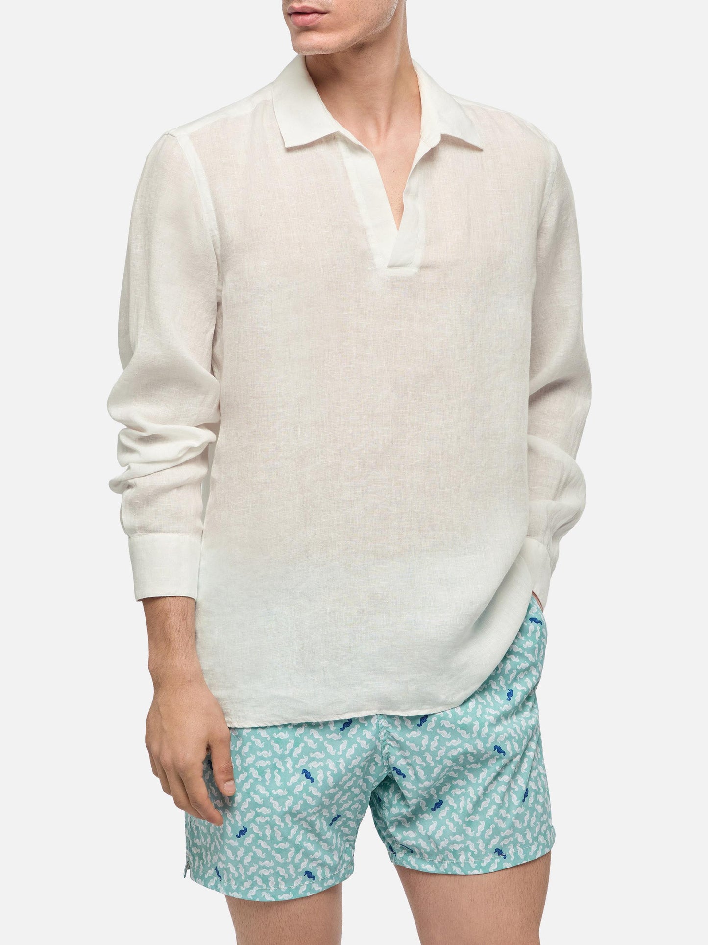 White linen polo shirt Ventotene - MC2 Saint Barth