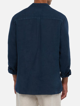 Polo Ventotene in lino blu navy