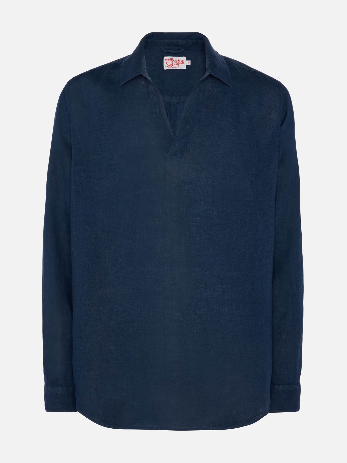 Polo Ventotene in lino blu navy