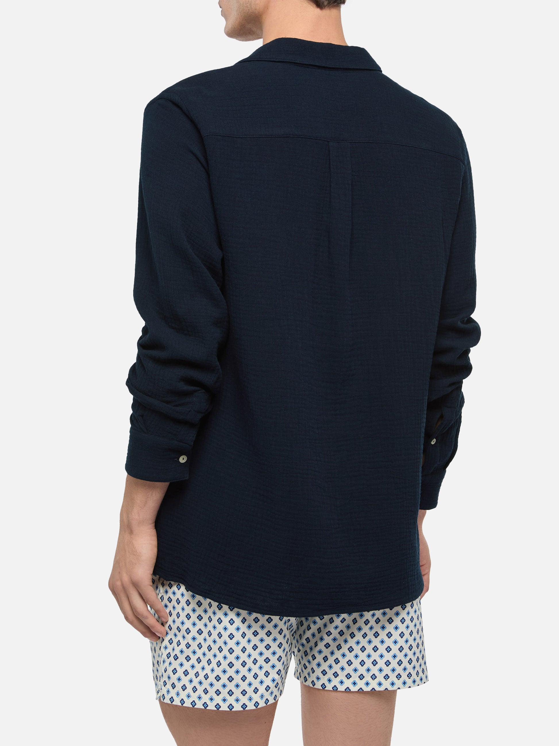 Navy blue cotton gauze polo shirt Ventotene - MC2 Saint Barth