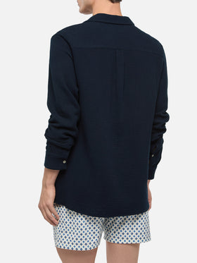 Navy blue cotton gauze polo shirt Ventotene - MC2 Saint Barth