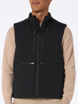 Gilet imbottito in tessuto elasticizzato nero da uomo Vonn