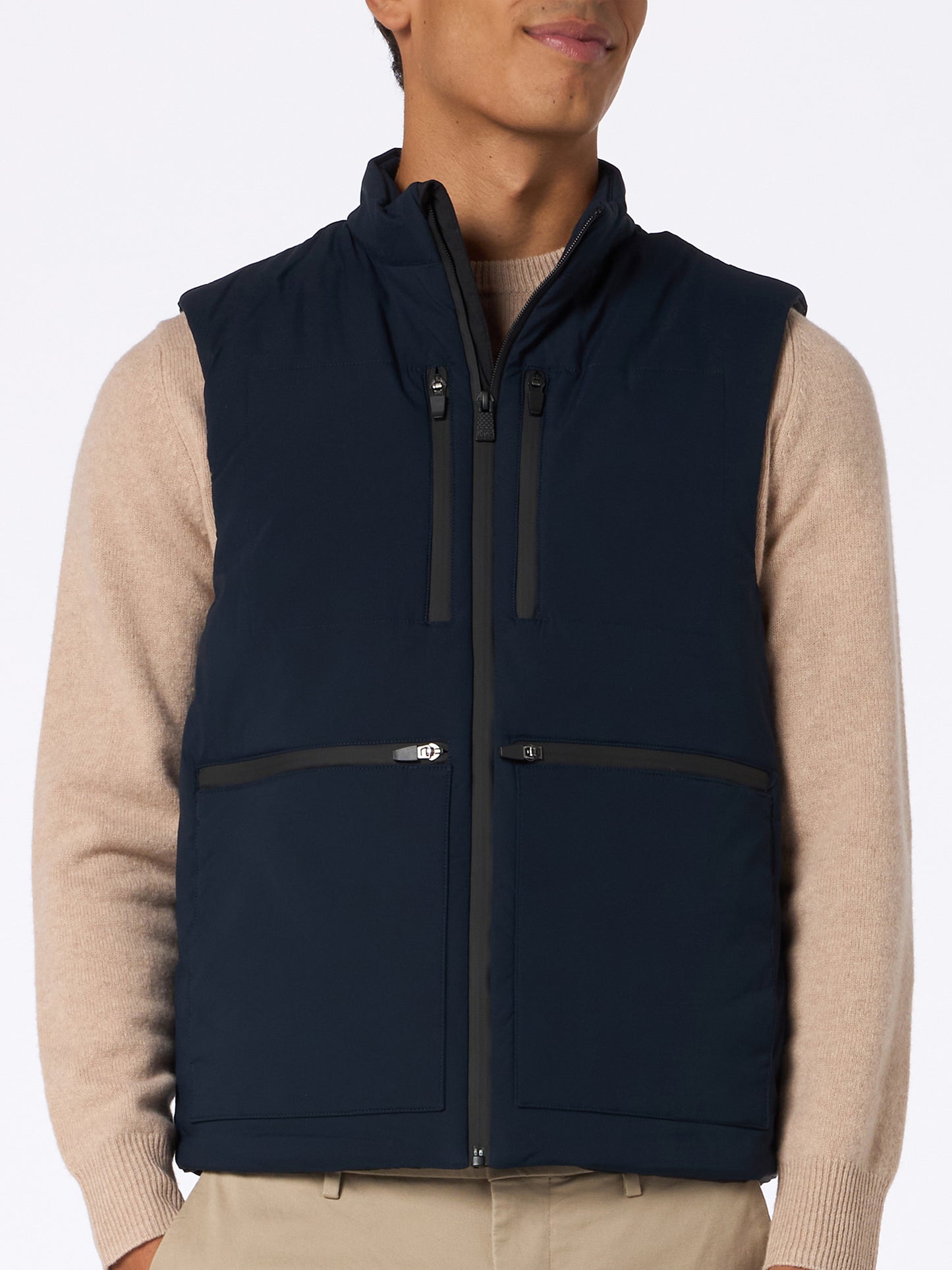 Man navy blue stretch fabric padded vest Vonn - MC2 Saint Barth