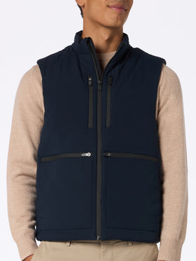 Man navy blue stretch fabric padded vest Vonn - MC2 Saint Barth