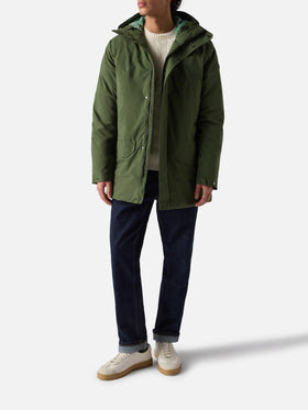 Parka da uomo con cappuccio e stampa bandana verde militare