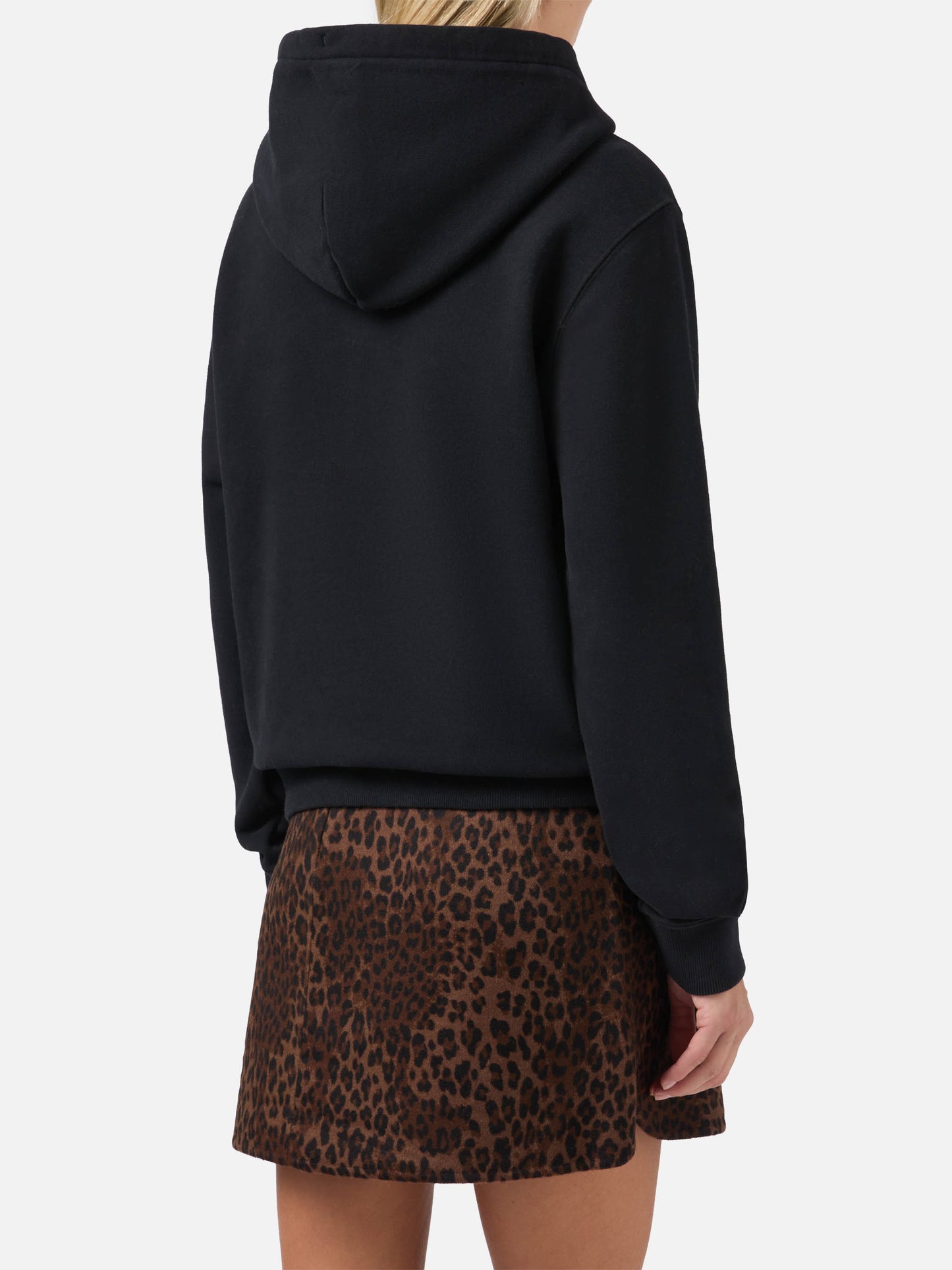 Virginia cotton hoodie in black with animal-print St. Barth embroidery