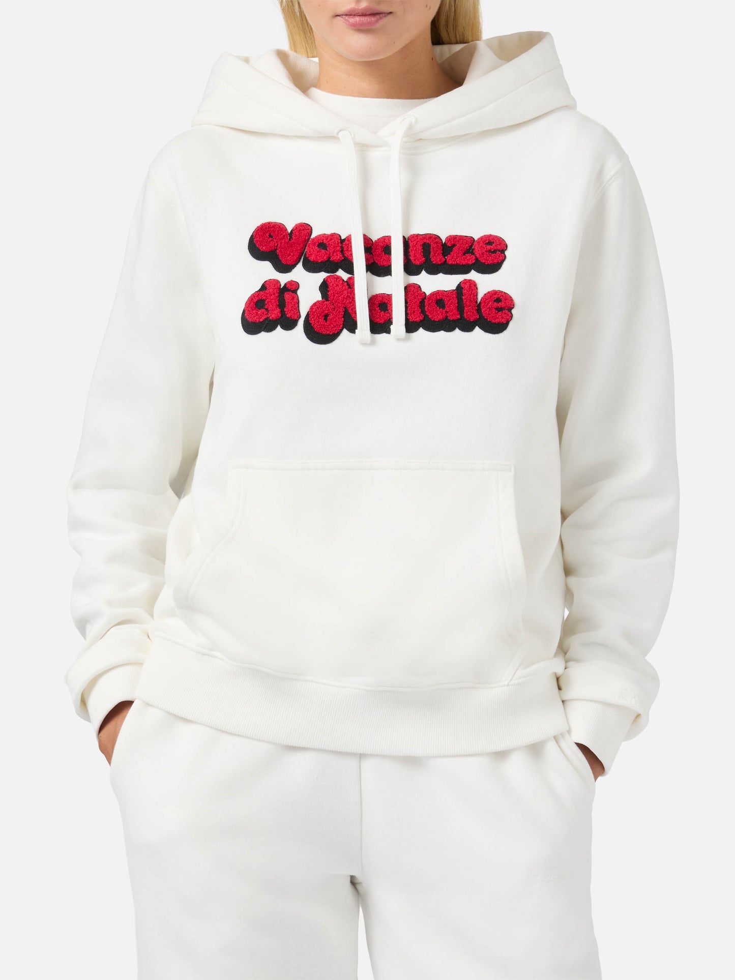 Felpa Virginia in cotone bianco con ricamo Vacanze di Natale | VACANZE DI NATALE SPECIAL EDITION