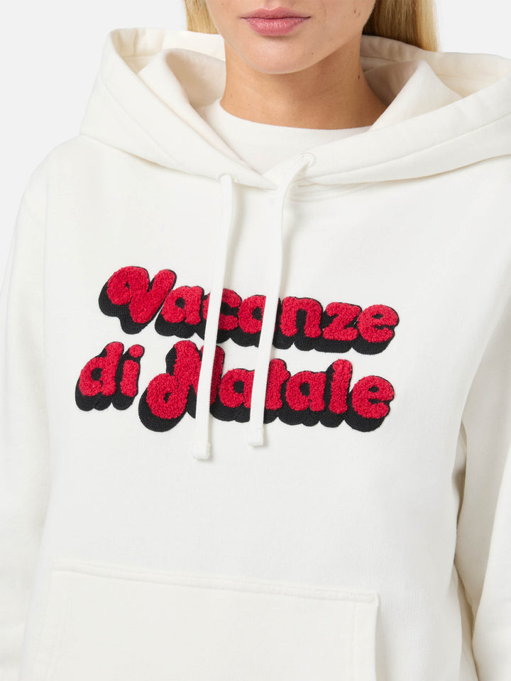 Virginia-Kapuzenpullover aus Baumwolle in Weiß mit „Vacanze di Natale“-Stickerei | VACANZE DI NATALE SONDERAUSGABE