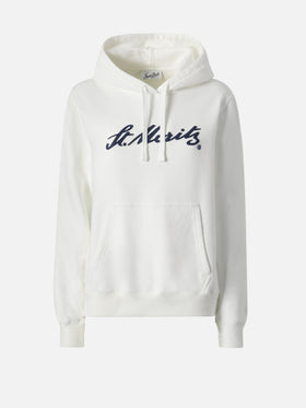 Felpa Virginia in cotone bianco con ricamo St. Moritz | ST. MORITZ SPECIAL EDITION