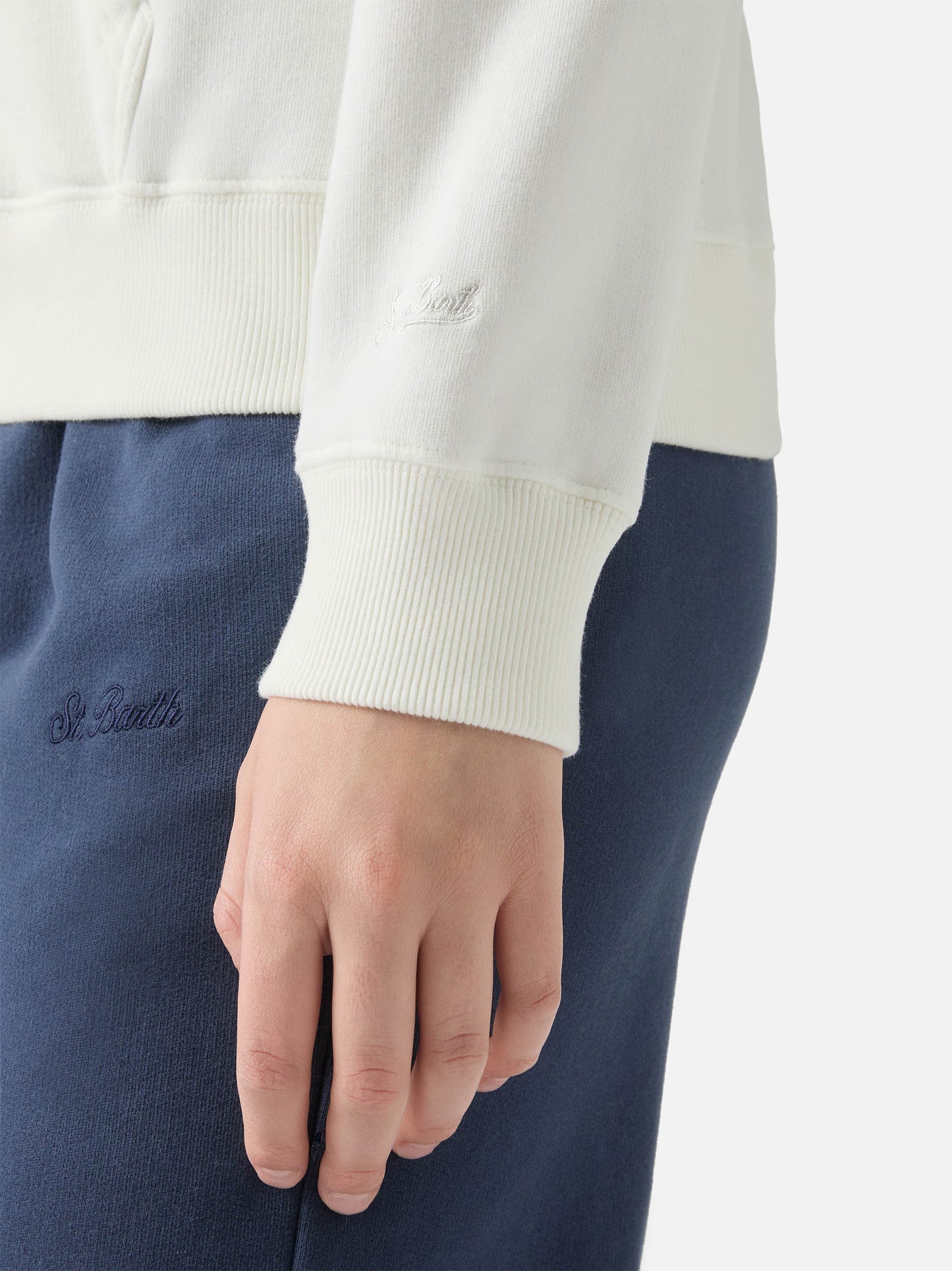 Felpa Virginia in cotone bianco con ricamo St. Moritz | ST. MORITZ SPECIAL EDITION