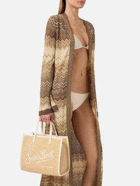 Vivian medium straw effect bag with white embroidered logo