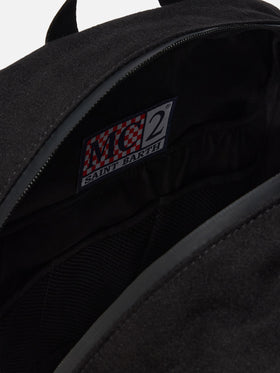 Wallin Filzrucksack aus schwarzem Wollmischgewebe mit Lederdetails