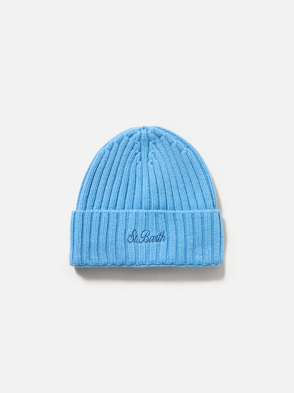 Man dusty blue cashmere blend hat Wengen