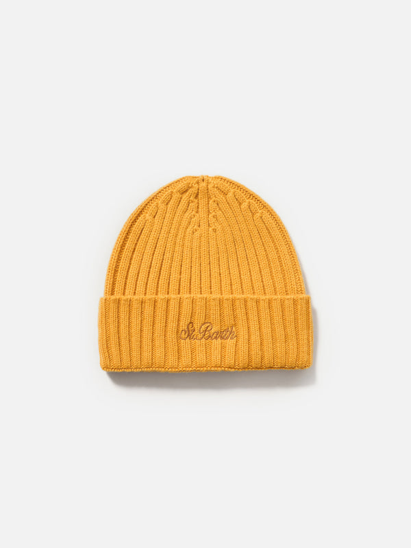 Man mustard cashmere blend hat Wengen