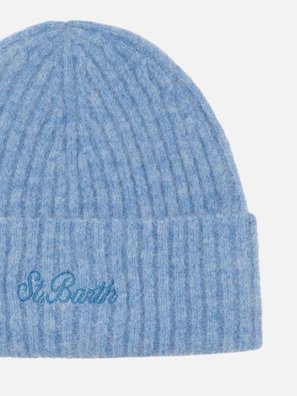 Man light blue stretch alpaca hat Wengen