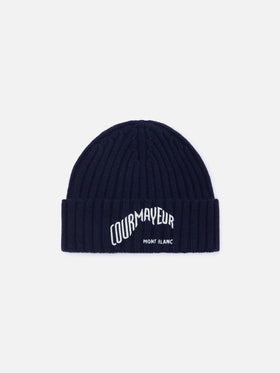 Navy blue Wengen beanie with Courmayeur embroidery | Special edition