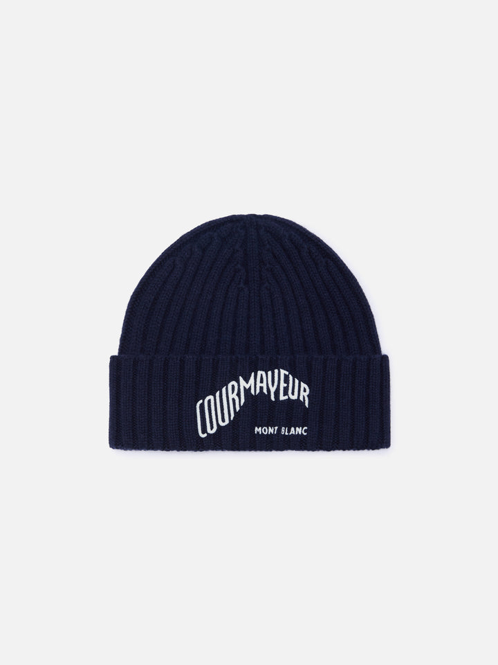 Navy blue Wengen beanie with Courmayeur embroidery | Special edition